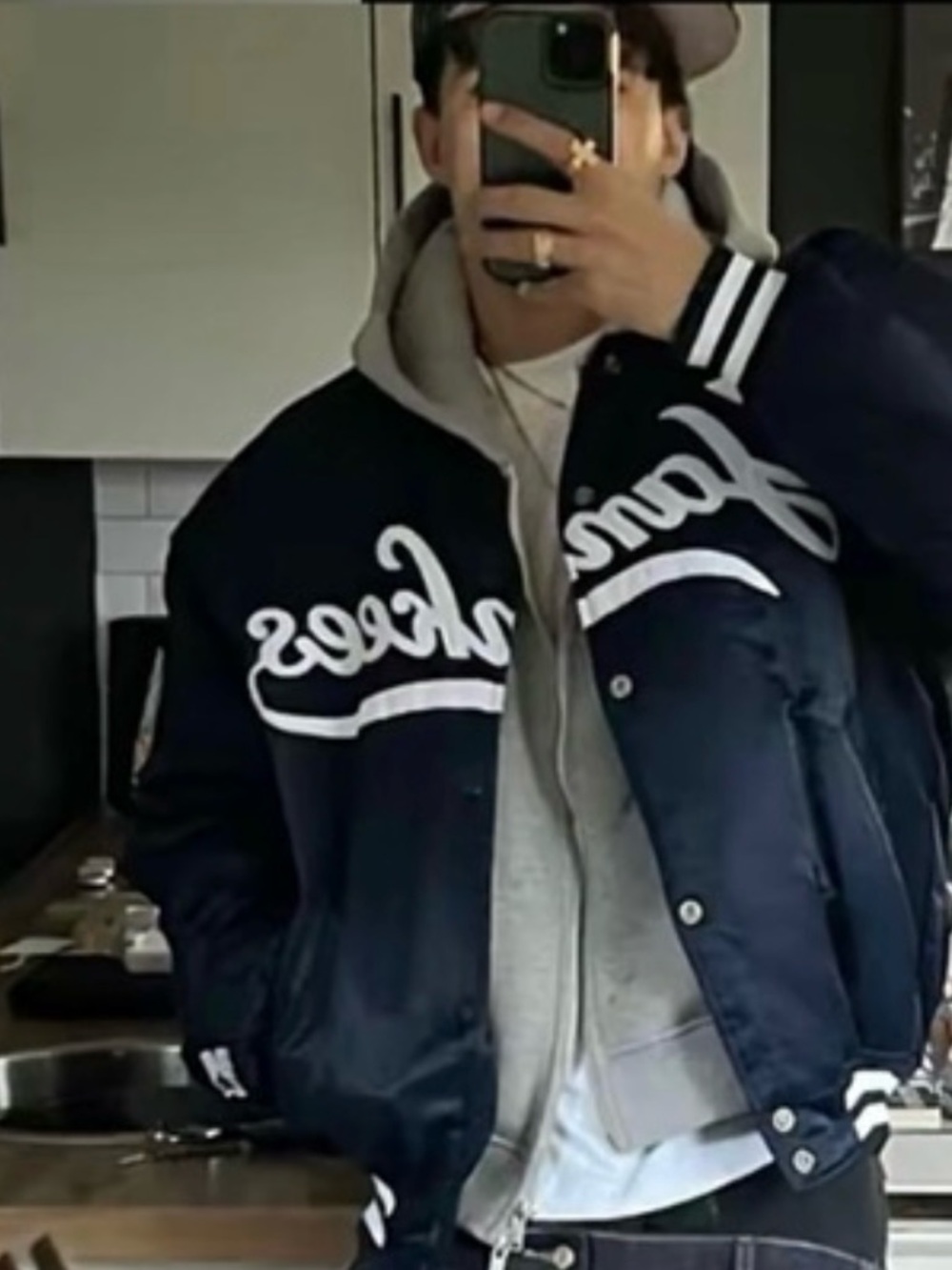 New York Yankees Navy Satin Bomber Jacket